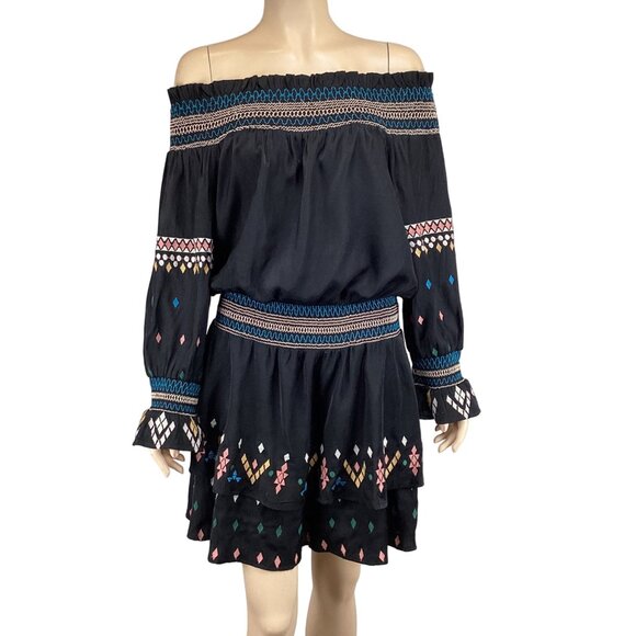 SugarLips Dress Size Medium Boho Off-The-Shoulder‎ Embroidered Long Sleeves - Picture 1 of 8